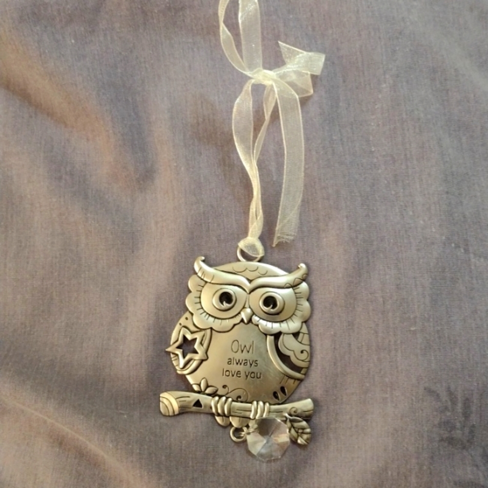Owl Ornament "Owl Always Love You" w/ Rhinestone